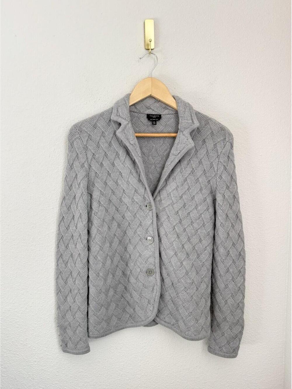 Talbots 100% Merino Wool Sweater Blazer Large Small Tailored Timeless Capsule